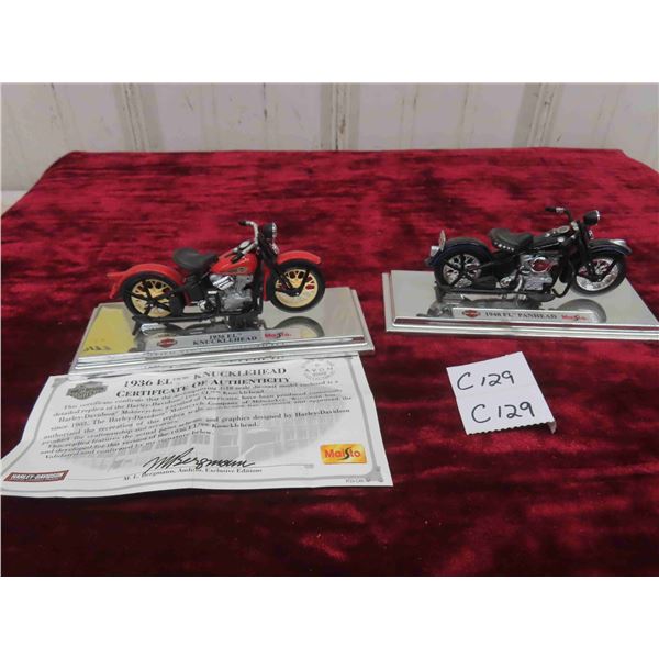 Maisto Harley Davidson 1936 Die Cast Knucklehead with COA & 1948 Panhead 