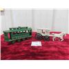 Image 1 : 2 Cast Vehicles ; Trolley 2.25" x 3.75" x 7" , Horse Pulling Fresh Milk Delivery Van 