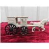 Image 5 : 2 Cast Vehicles ; Trolley 2.25" x 3.75" x 7" , Horse Pulling Fresh Milk Delivery Van 