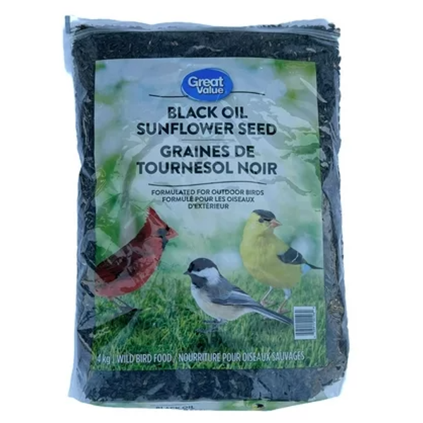 4 KG GREAT VALUE BLACK OIL SUNFLOWER BIRD SEED