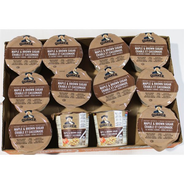 12 QUAKER MAPLE & BROWN SUGAR INSTANT OATMEAL CUPS