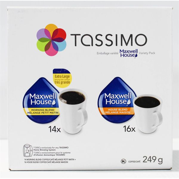 TASSIMO MAXWELL 14XHOUSE MORNING & 16XHOUSE BLEND COFFEE