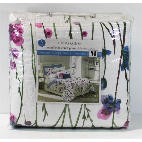 NEW 3 PC LUXURY QUILT SET DOUBLE / QUEEN 