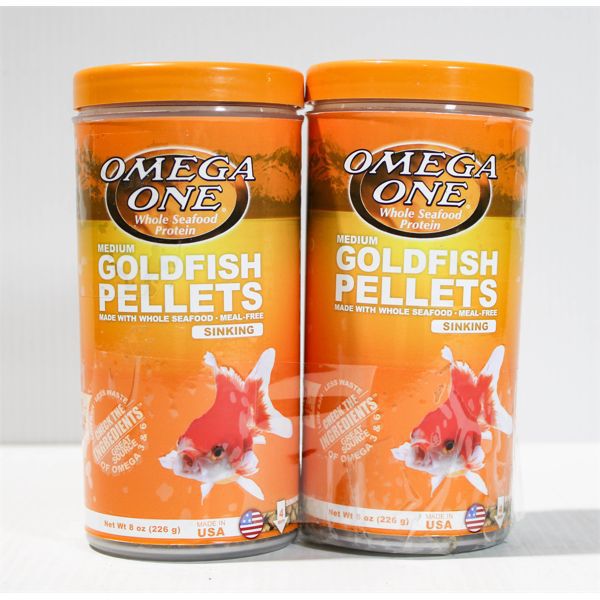 2PK OMEGA ONE MEDIUM GOLDFISH PELLETS 226GM BOTTLES