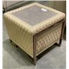 Image 2 : Leather beige Ottoman w/ glass top - approx 21" H