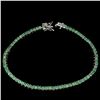 Image 1 : Exquisite Round Emerald Simulated 14 K White Gold Plated 925 Sterling Silver Jewelry Bracelet 8 Inch