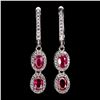 Image 1 : Beautiful Ruby Earrings in 925 Sterling Silver 14 K White Gold Plated - Appraised Replacement Value 