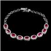 Image 2 : Amazing Ruby Bracelet in 925 Sterling Silver 14 K White Gold Plated - Appraised Replacement Value CA