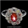 Image 1 : Nice Oval 6 Rays Star Ruby, Sapphires And Topaz 14 K White Gold Plated 925 Sterling Silver Ring - Ap