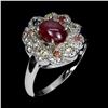 Image 2 : Nice Oval 6 Rays Star Ruby, Sapphires And Topaz 14 K White Gold Plated 925 Sterling Silver Ring - Ap