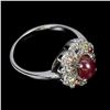 Image 3 : Nice Oval 6 Rays Star Ruby, Sapphires And Topaz 14 K White Gold Plated 925 Sterling Silver Ring - Ap