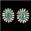 Image 1 : Amazing Emerald Earrings in 925 Sterling Silver 14 K White Gold Plated - Appraised Replacement Value