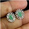 Image 2 : Amazing Emerald Earrings in 925 Sterling Silver 14 K White Gold Plated - Appraised Replacement Value