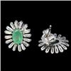 Image 3 : Amazing Emerald Earrings in 925 Sterling Silver 14 K White Gold Plated - Appraised Replacement Value