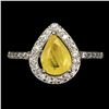 Image 1 : Good Looking Yellow Sapphire Ring in 925 Sterling Silver 14 K White Gold Plated - Appraised Replacem