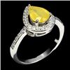 Image 2 : Good Looking Yellow Sapphire Ring in 925 Sterling Silver 14 K White Gold Plated - Appraised Replacem