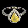 Image 3 : Good Looking Yellow Sapphire Ring in 925 Sterling Silver 14 K White Gold Plated - Appraised Replacem