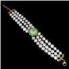 Image 2 : Luxury Emerald, 3 Rows Rare Grey Pearls and Topaz Bracelet in 925 Sterling Silver 14 K Yellow Gold P