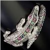 Image 1 : Breathtaking Crocodile Bangle with Ruby, Emerald and Sapphire in 925 Sterling Silver - Appraised Rep