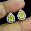 Image 2 : Valuable Yellow Sapphire Earrings in 925 Sterling Silver 14 K White Gold Plated - Appraised Replacem