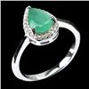 Image 2 : Elegant Emerald Pear Cut Ring in 925 Sterling Silver 14 K White Gold Plated   Size 7 - Appraised Rep