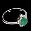 Image 3 : Elegant Emerald Pear Cut Ring in 925 Sterling Silver 14 K White Gold Plated   Size 7 - Appraised Rep