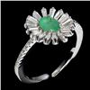 Image 1 : Exceptional Emerald Pear Cut Ring in 925 Sterling Silver 14 K White Gold Plated   Size 6.5 - Apprais