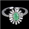 Image 2 : Exceptional Emerald Pear Cut Ring in 925 Sterling Silver 14 K White Gold Plated   Size 6.5 - Apprais