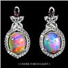 Image 1 : Stunning Opal Earrings in 925 Sterling Silver 14 K White Gold Plated   Appraised Replacement Value C