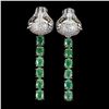 Image 1 : Very Good Looking Tiger Head Emerald Earrings in 925 Sterling Silver 14 K White Gold Plated   Apprai