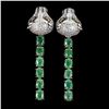 Image 1 : Very Good Looking Tiger Head Emerald Earrings in 925 Sterling Silver 14 K White Gold Plated   Apprai