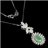 Image 2 : Beautiful Emerald Necklace in 925 Sterling Silver 14 K White Gold Plated   Appraised Replacement Val