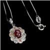 Image 2 : Rare 6 Rays Star Ruby Necklace in 925 Sterling Silver 14 K White Gold Plated   Appraised Replacement