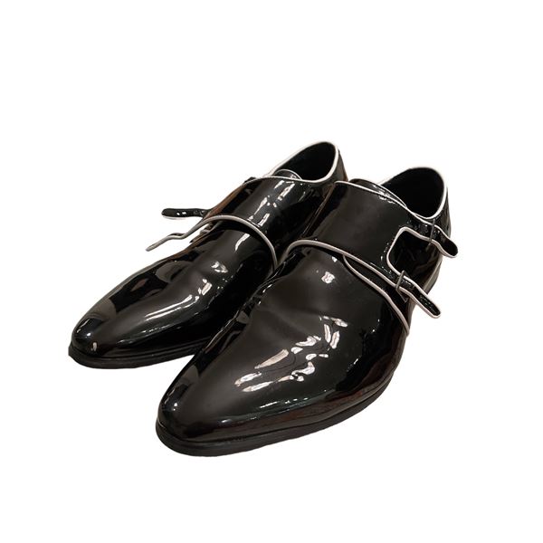 Stacy Adams  Valens  Black / White Patent PU Leather Double Monk Strap Shoes Size 13