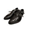 Image 1 : Stacy Adams "Valens" Black / White Patent PU Leather Double Monk Strap Shoes Size 13