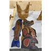 Image 1 : Group of 3 native art including - wood sculptures fish, mask & bear