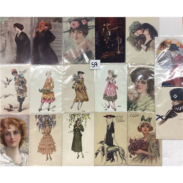 Signed Artist Ladies Postcards 17