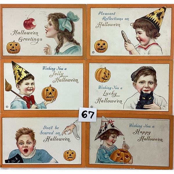 Set of 6 Halloween Holiday Greeting Postcards