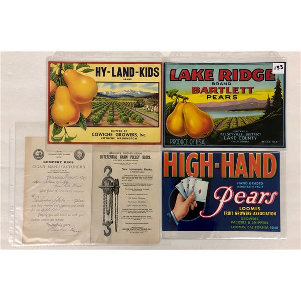 Canning Labels & Ephemera 37 Items