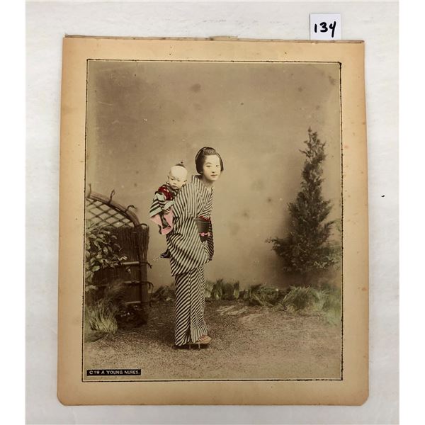 Tinted Cabinet Photo of Japanese Geisha Woman