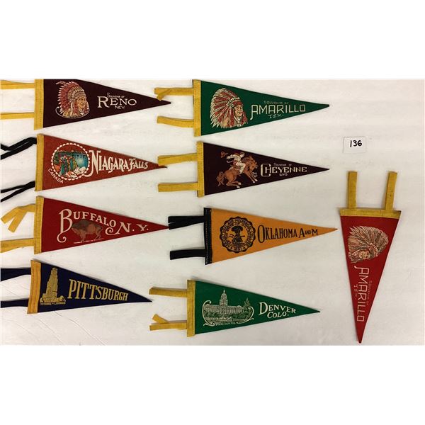 Vintage Miniature Felt Pennants 18 Different