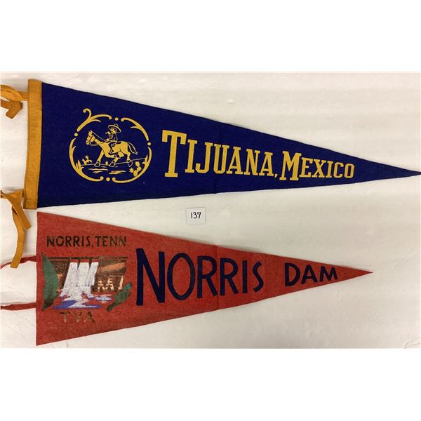 4 Vintage Felt Pennants