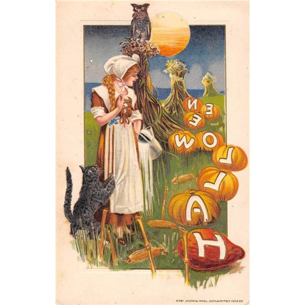 2 Winsch Halloween Holiday Greeting Postcards