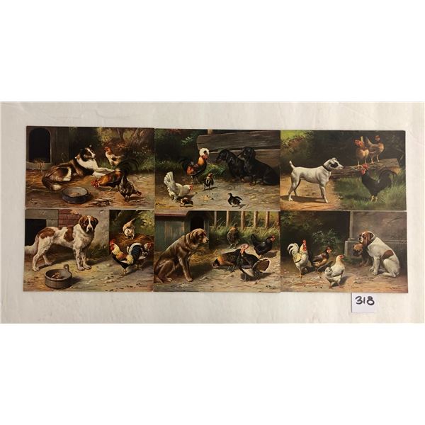 Animals - Dogs & Chickens Set of 6 Postcards