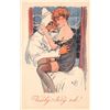 Image 1 : Happy New Year Santa - Father Time & Lady Risque Holiday Advertising Postcard