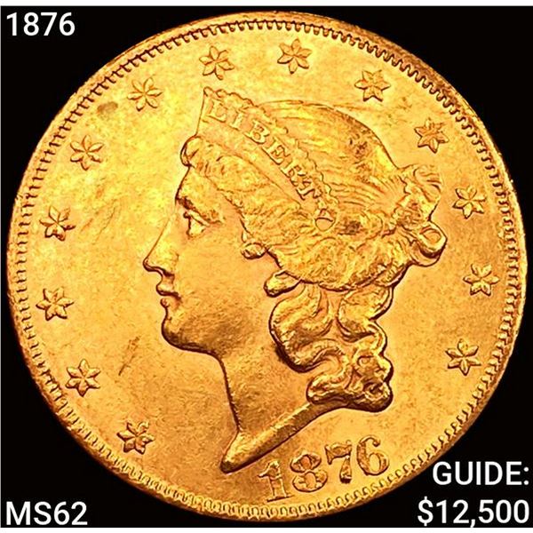 1876 $20 Gold Double Eagle UNCIRCULATED