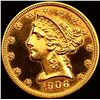 Image 2 : 1906 $5 Gold Half Eagle GEM PROOF DCAM