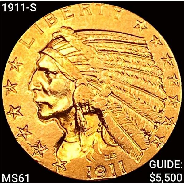 1911-S $5 Gold Half Eagle UNCIRCULATED