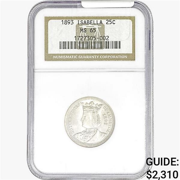 1893 Isabella Silver Quarter NGC MS65