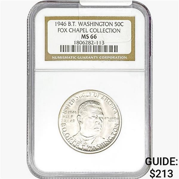 1946 Booker T Half Dollar NGC MS66 Fox Chapel COLL